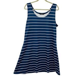 Tango Mango Sleeveless Tank Shift Dress size XL Blue Striped Travel Resort